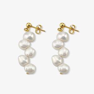 Callie Earrings/ Elegant organic shape pearl dangle style earrings